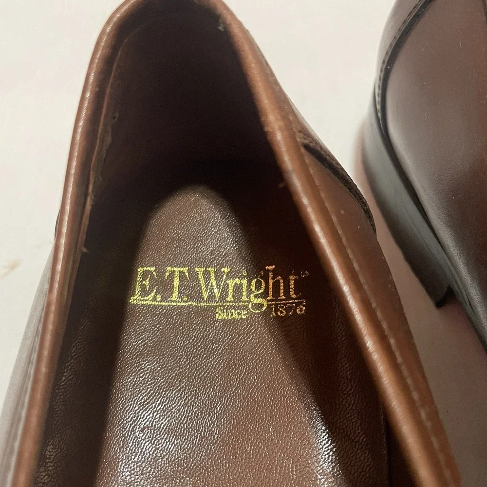 E.T. Wright Men's Brown Leather Kiltie Tassel Loafers Made In Italy Size 11 XW